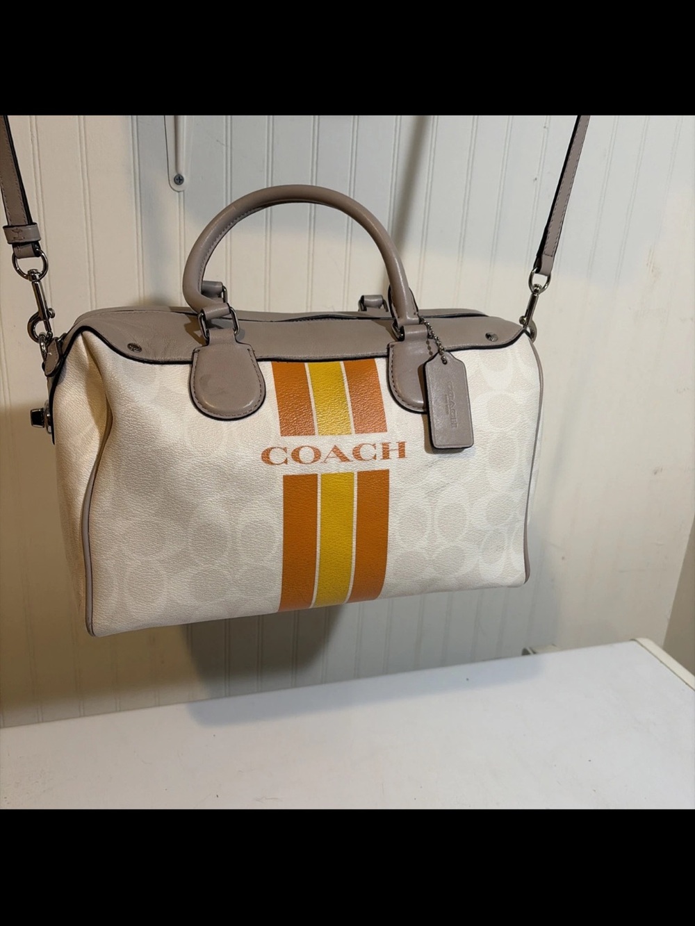 Coach Varsity Stripe Bennet Satchel with matching Wristlet